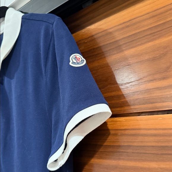 Moncler Navy Polo with White Accents - Picture 4 of 5